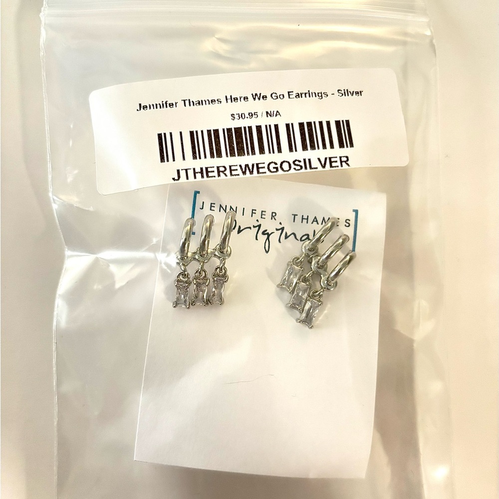 18K White Gold Filled Crawler Diamond Drop Earrings by Mississippi Artisan - Picture 3 of 4